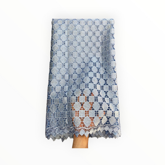 Top Quality Cord Lace Fabric in Sky Blue - 5 Yards