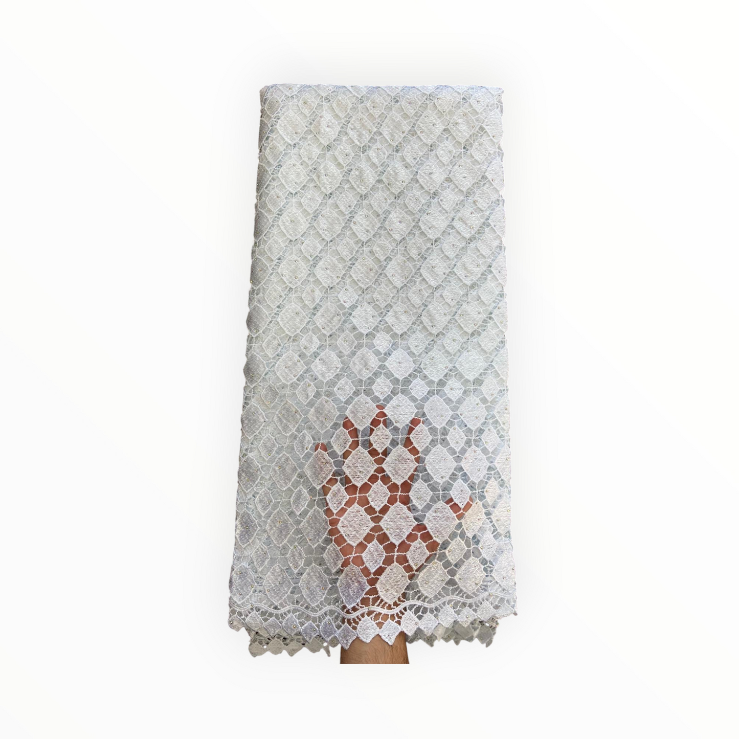 Top Quality Cord Lace Fabric in White - 5 Yards