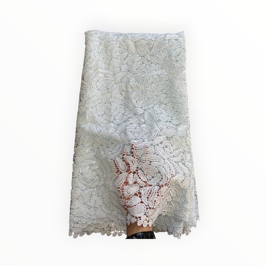 Premium Cord Lace with Sequins in White – 5 Yards Piece (New Collection)