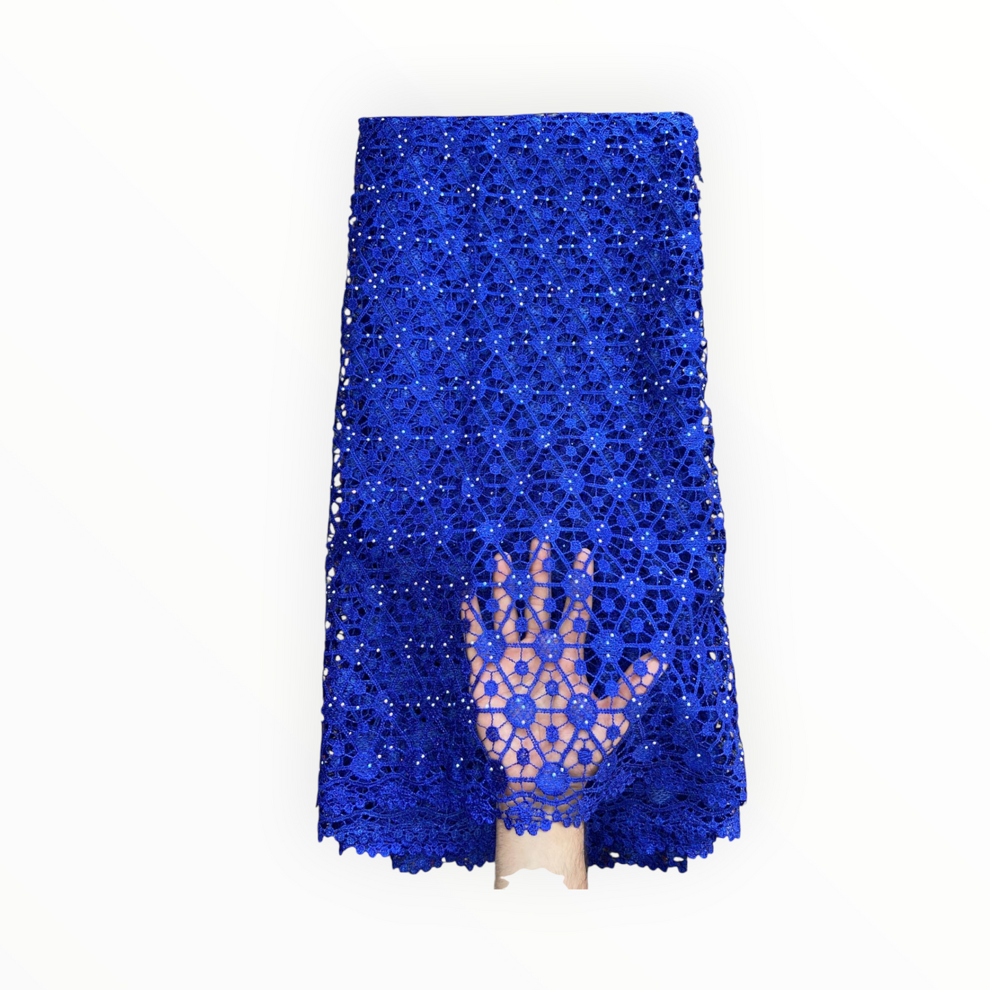Top Quality Cord Lace Fabric in Royal Blue - 5 Yards