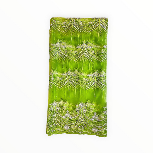 Green Majestic Stones African Lace - 5 yards