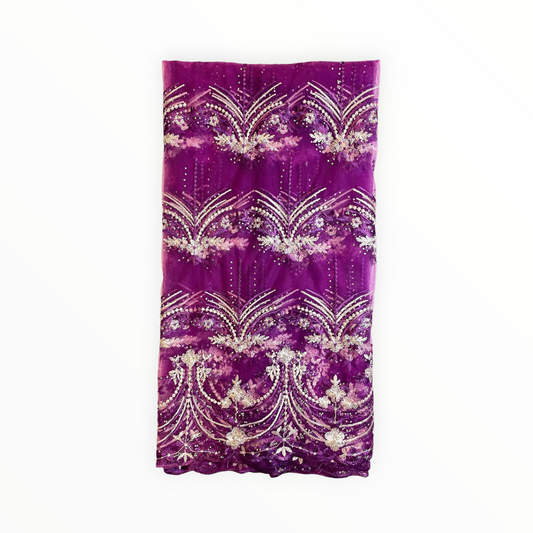 Purple Majestic Stones African Lace - 5 yards