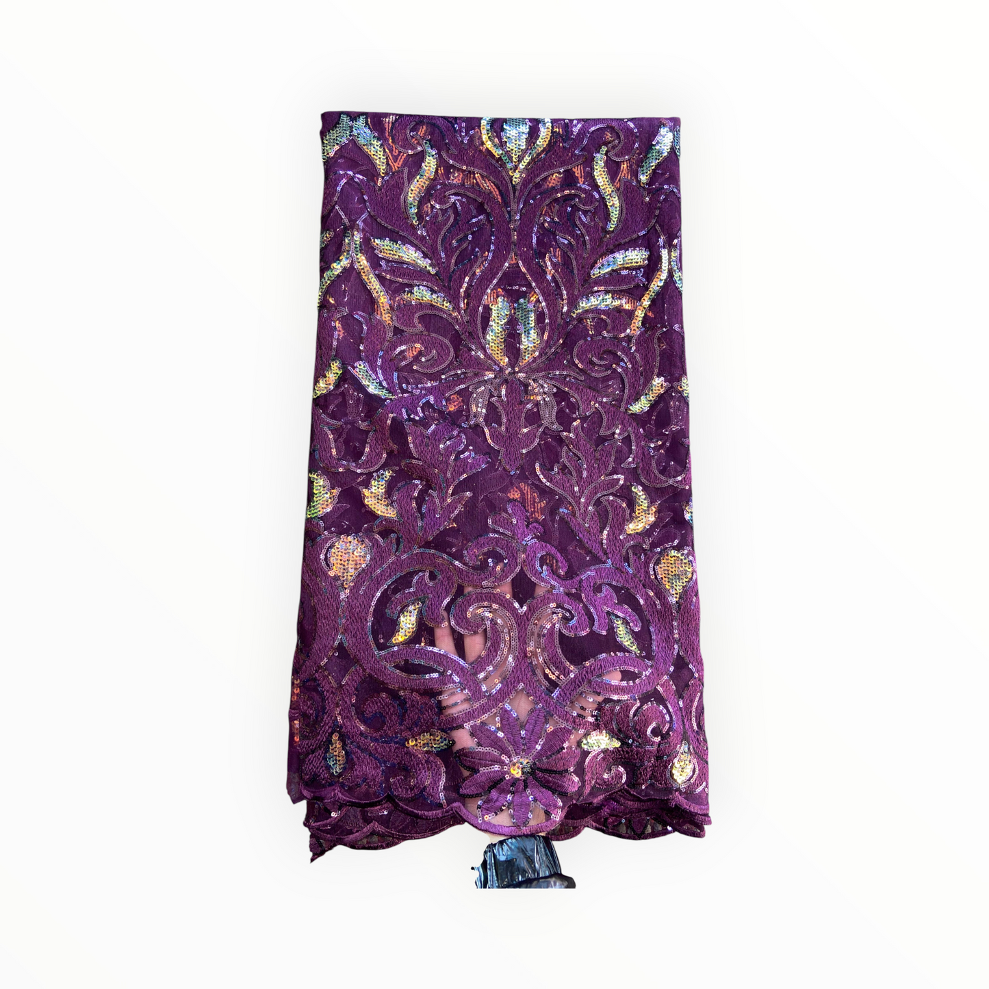 French Lace with Sequins in Purple – 5 Yards Piece