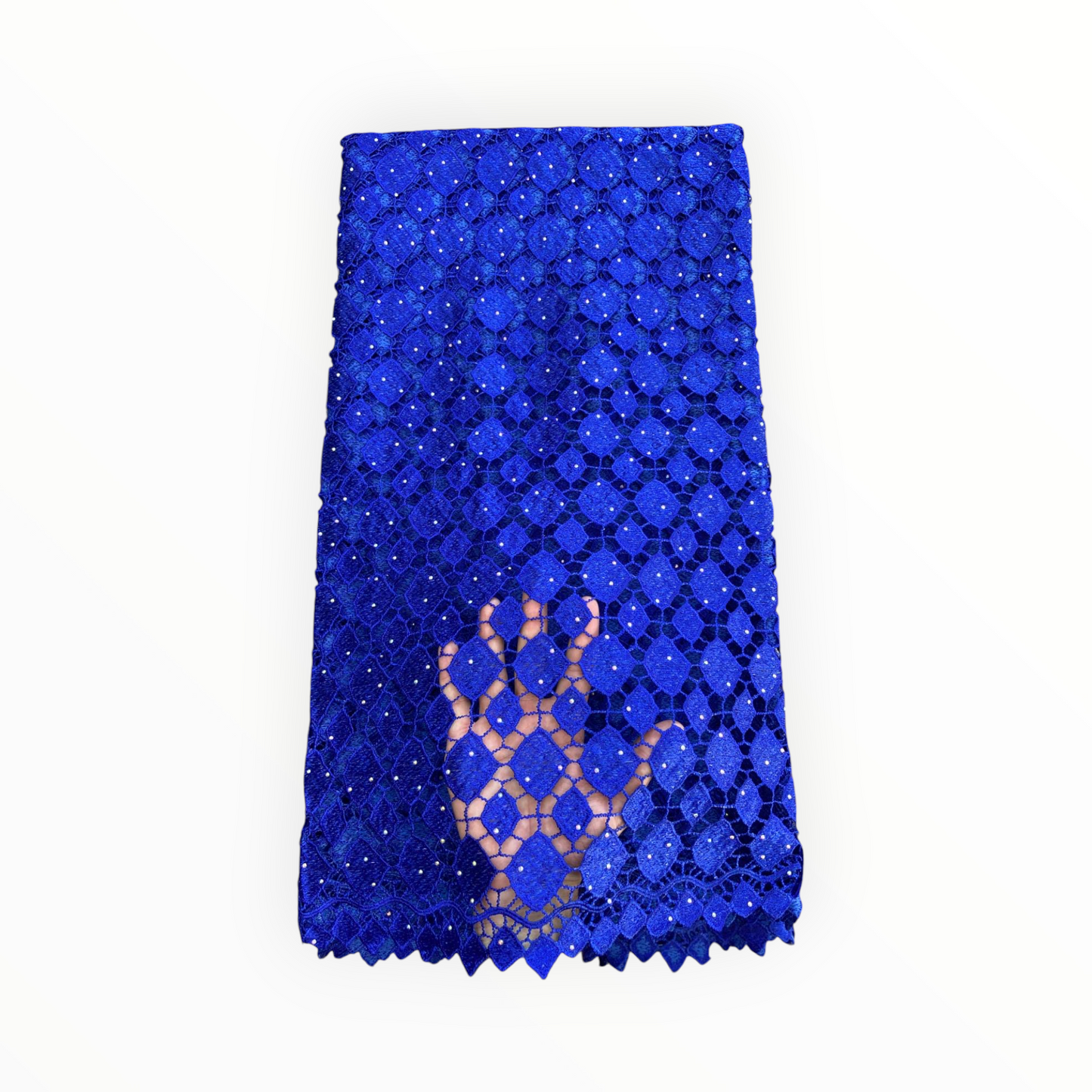 Top Quality Cord Lace Fabric in Royal Blue - 5 Yards