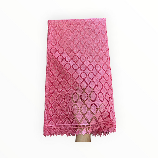 Top Quality Cord Lace Fabric in Baby Pink - 5 Yards