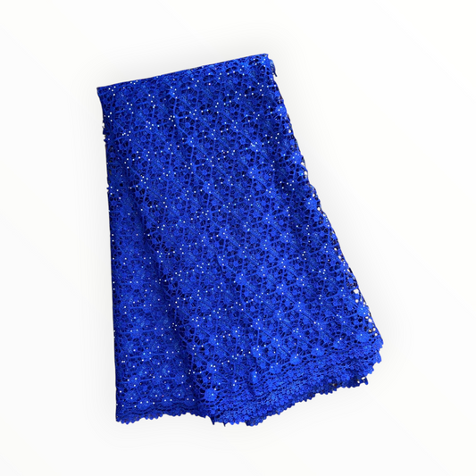 Top Quality Cord Lace Fabric in Royal Blue - 5 Yards