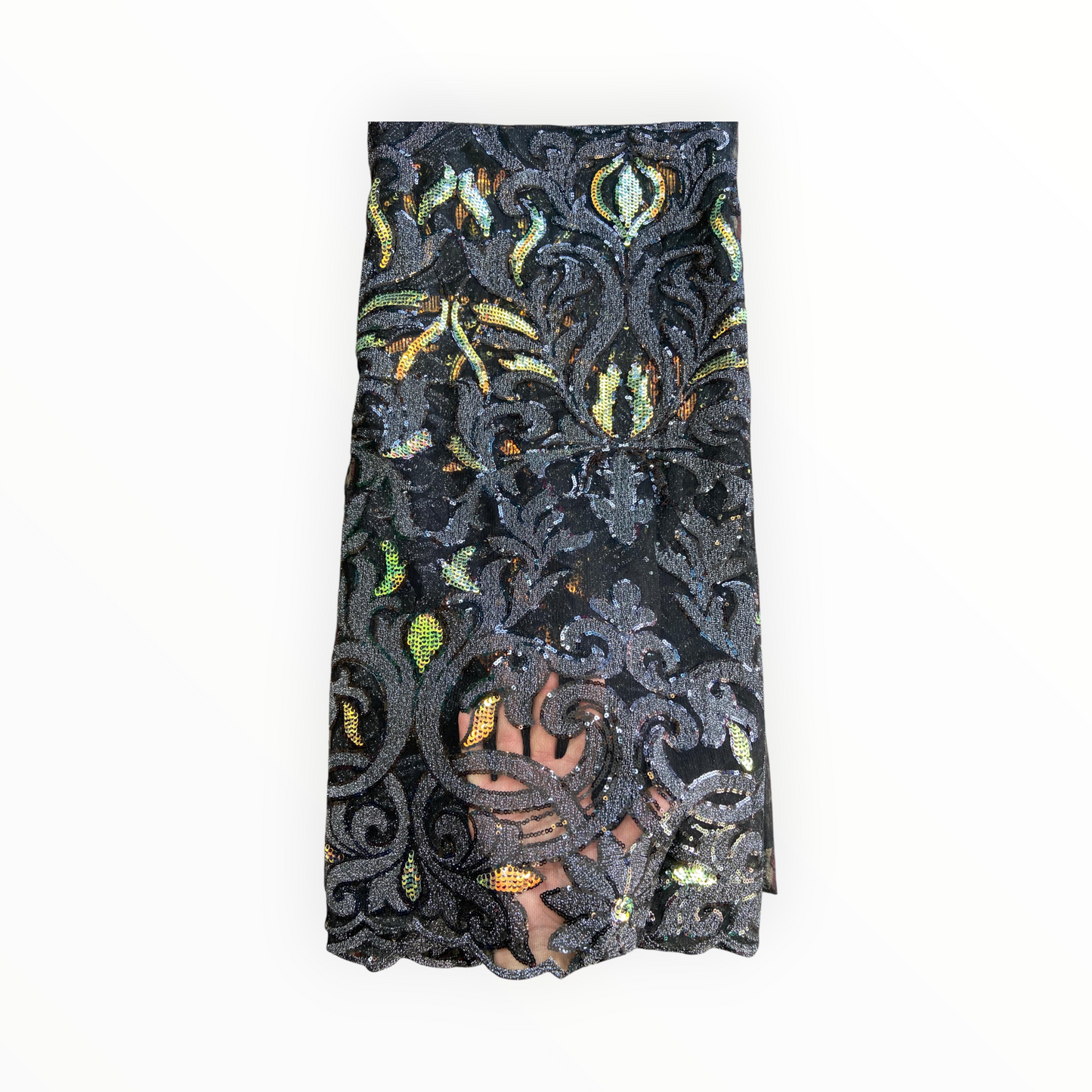 French Lace with Sequins in Black – 5 Yards Piece