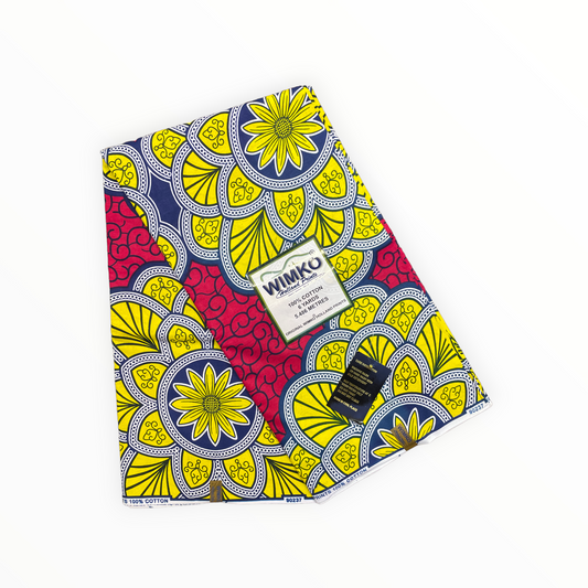 WIMKO Hollandais Wax Prints Fabrics - Yellow & Pink