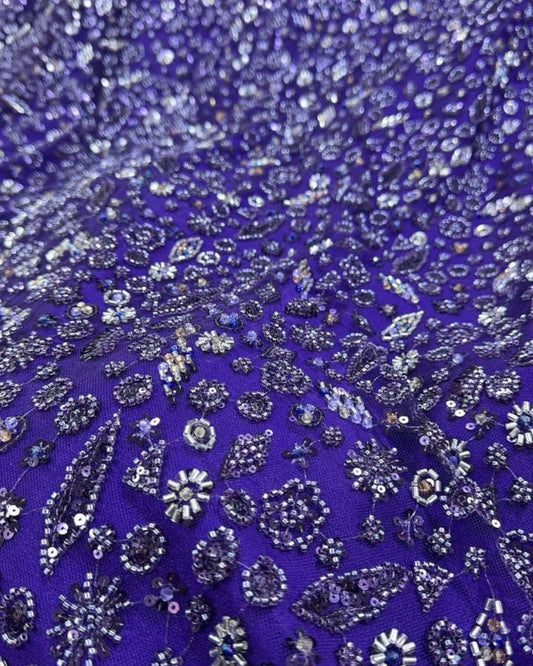 Prestige Pearl / Beadwork Lace - Purple - 1 Yard