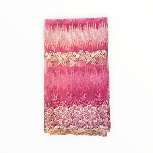 Pink Majestic Stones African Lace - 5 yards