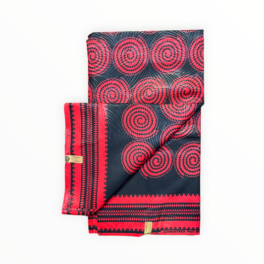 African Prints - Black / red weave  - Mitex Holland