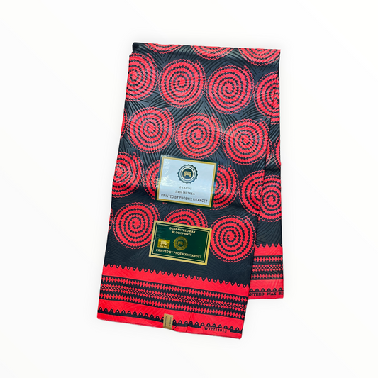 African Prints - Black / red weave  - Mitex Holland