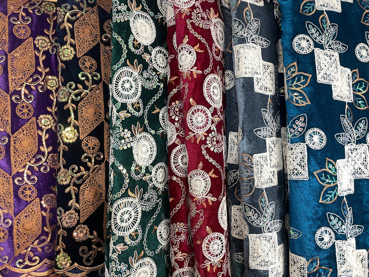 Luxury Velvet Lace Fabric Collection