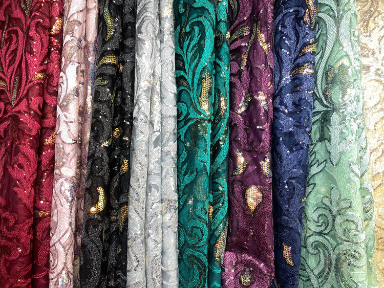 French Lace with Sequins – 5 Yards Piece (New Collection)