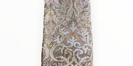 French Lace with Sequins in Light Gold – 5 Yards Piece