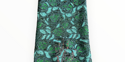 Premium Cord Lace with Sequins / Green – 5 Yards Piece (New Collection)