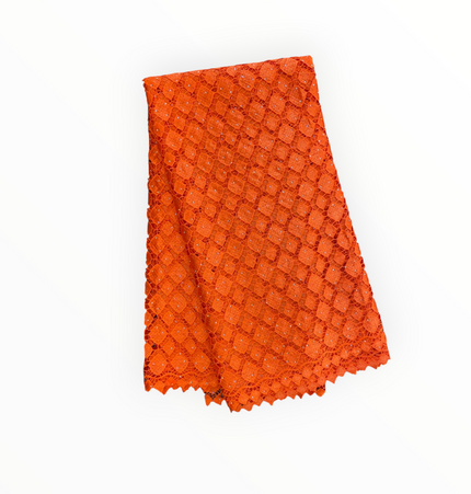 Top Quality Cord Lace Fabric in Orange - 5 Yards