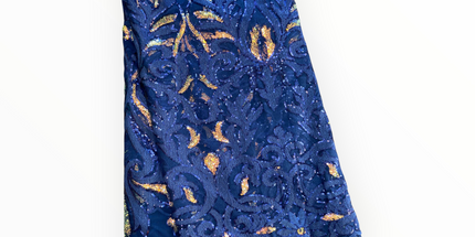French Lace with Sequins in Navy Blue – 5 Yards Piece