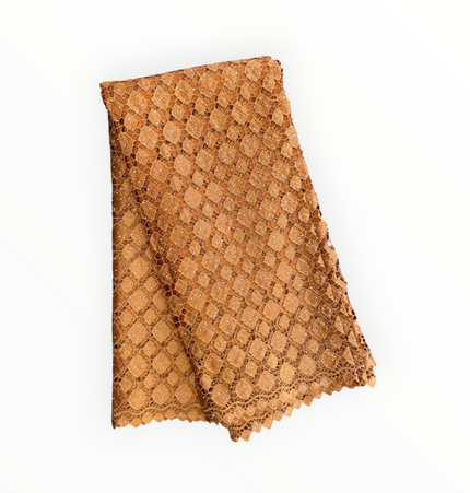 Top Quality Cord Lace Fabric in Brownish Gold - 5 Yards