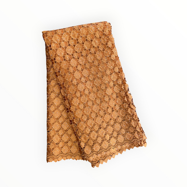 Top Quality Cord Lace Fabric in Brownish Gold - 5 Yards