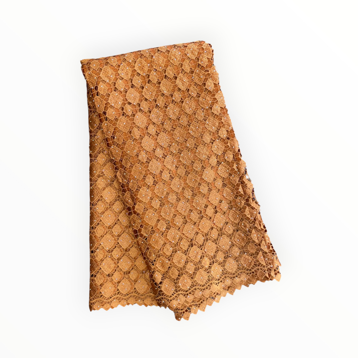 Top Quality Cord Lace Fabric in Brownish Gold - 5 Yards