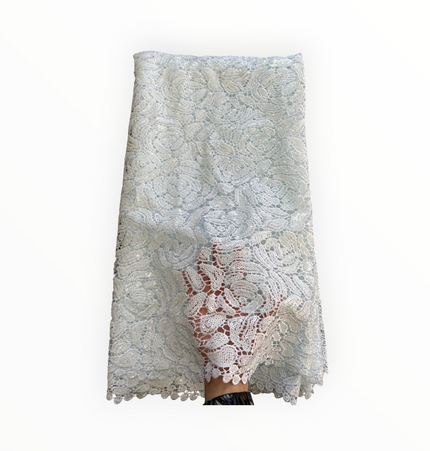 Premium Cord Lace with Sequins in White – 5 Yards Piece (New Collection)