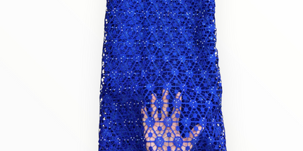 Top Quality Cord Lace Fabric in Royal Blue - 5 Yards