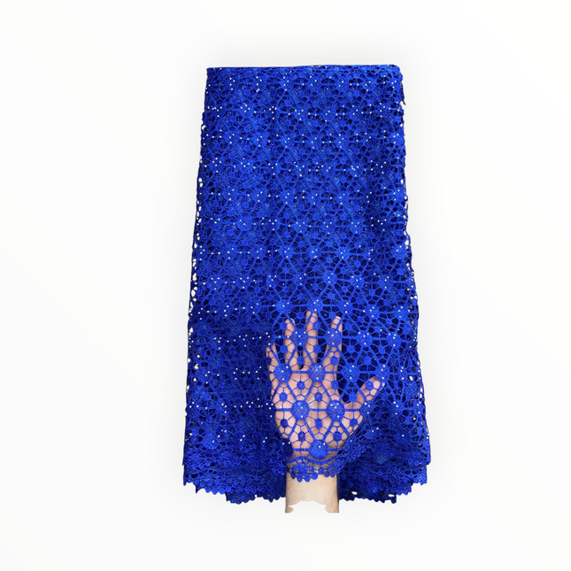 Top Quality Cord Lace Fabric in Royal Blue - 5 Yards