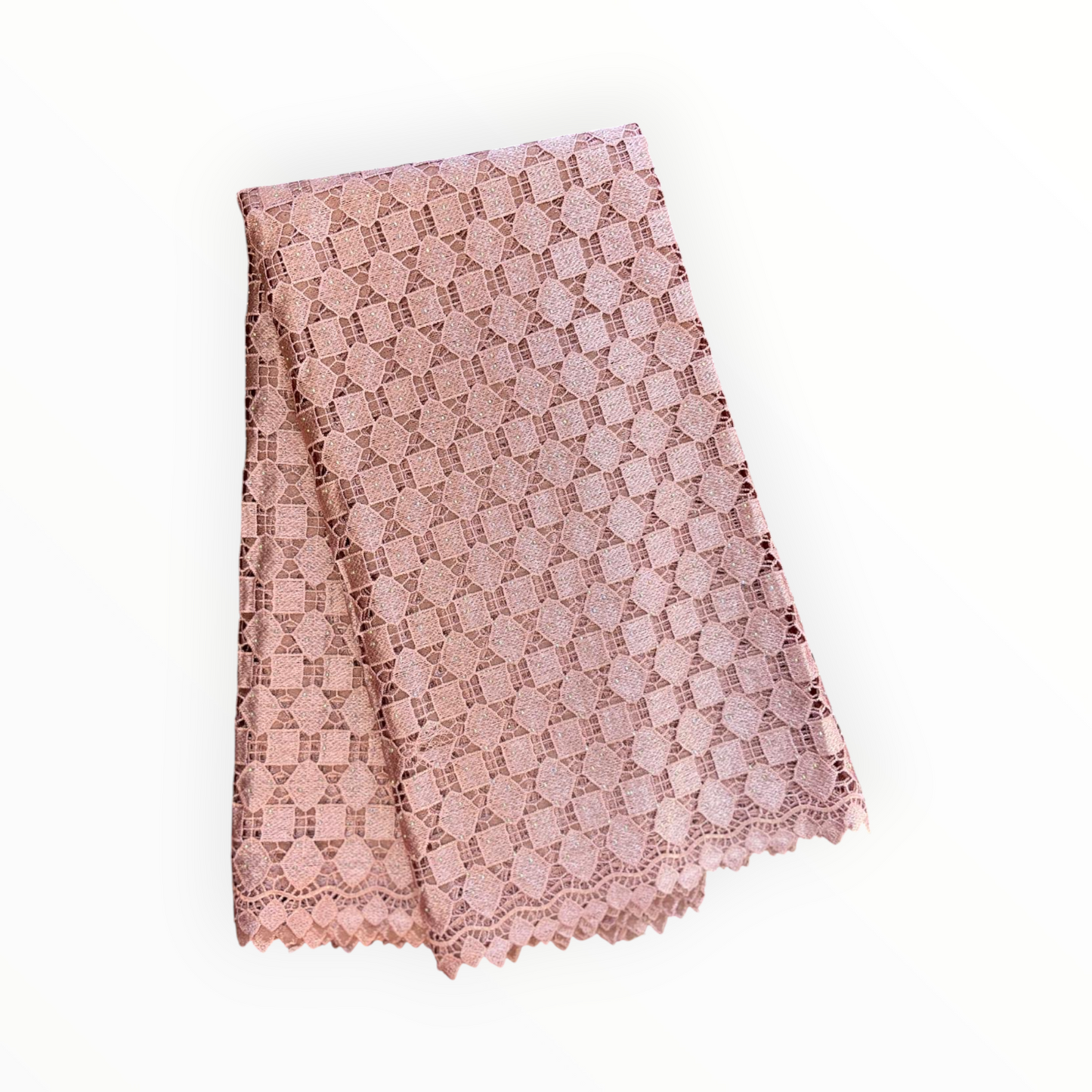 Top Quality Cord Lace Fabric in Turkish Rose - 5 Yards