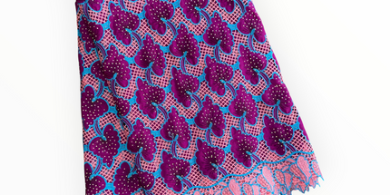 Top Quality Cord Lace Fabric in Purple / Baby Pink & Blue - 5 Yards