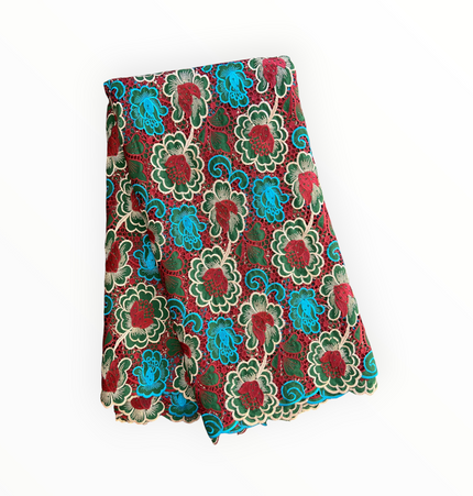 Top Quality Cord Lace Fabric in Green / White / Teal Blue / Maroon - 5 Yards