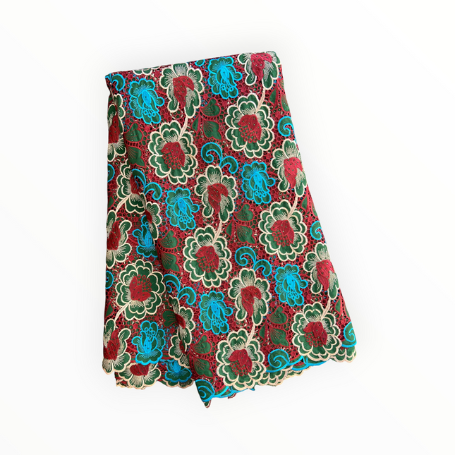 Top Quality Cord Lace Fabric in Green / White / Teal Blue / Maroon - 5 Yards