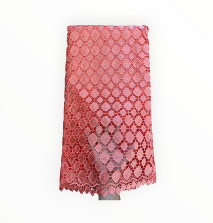 Top Quality Cord Lace Fabric in Peach - 5 Yards