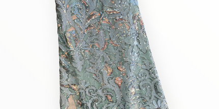 French Lace with Sequins in Lime Green – 5 Yards Piece