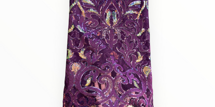 French Lace with Sequins in Purple – 5 Yards Piece