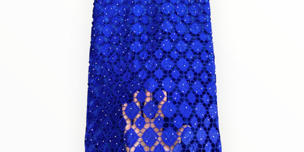 Top Quality Cord Lace Fabric in Royal Blue - 5 Yards