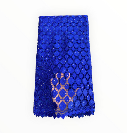 Top Quality Cord Lace Fabric in Royal Blue - 5 Yards