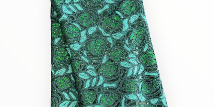 Premium Cord Lace with Sequins / Green – 5 Yards Piece (New Collection)
