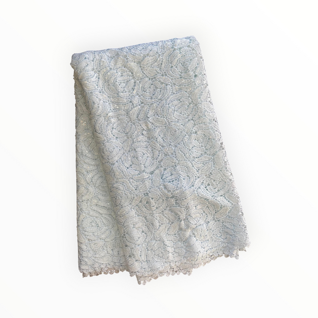 Premium Cord Lace with Sequins in White – 5 Yards Piece (New Collection)