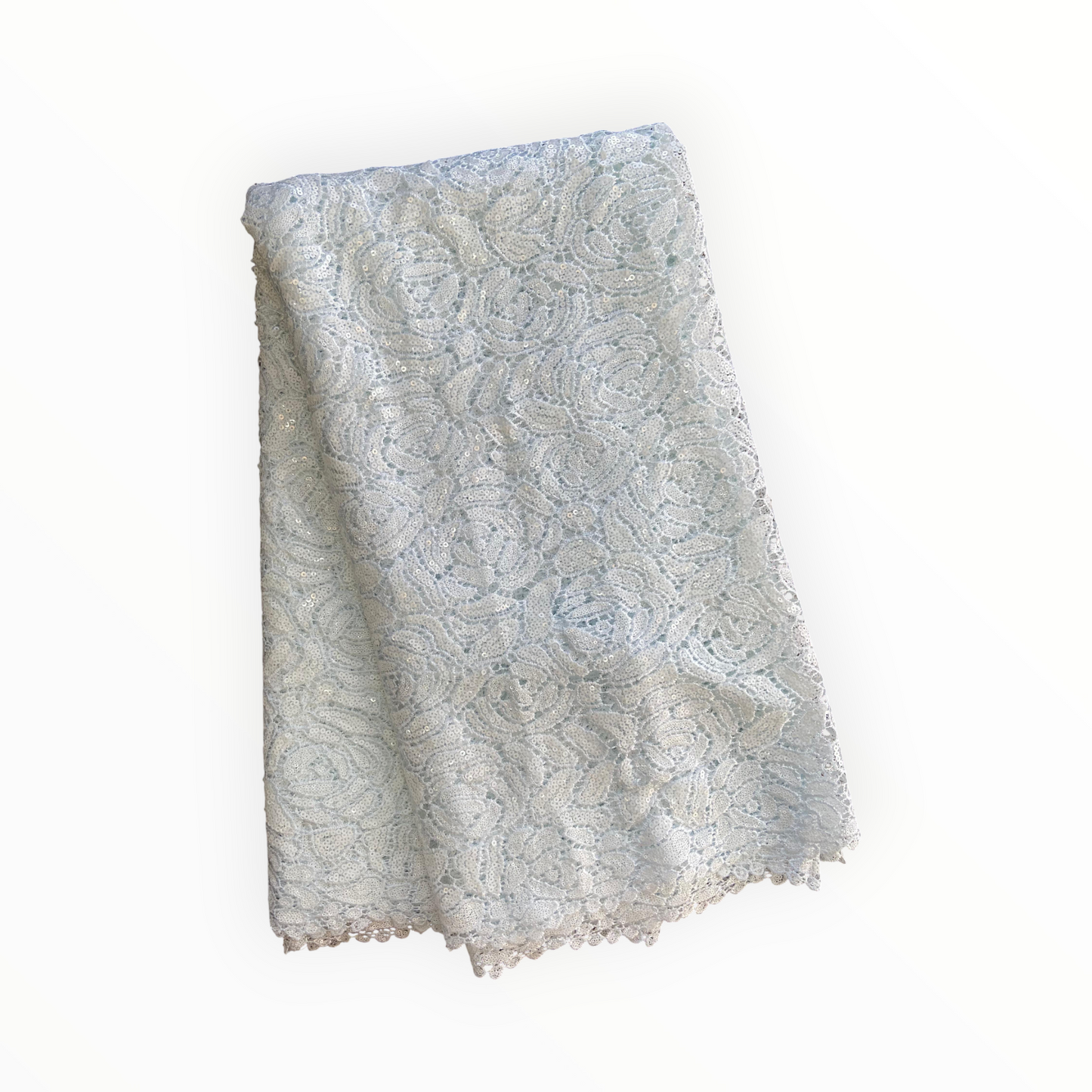 Premium Cord Lace with Sequins in White – 5 Yards Piece (New Collection)