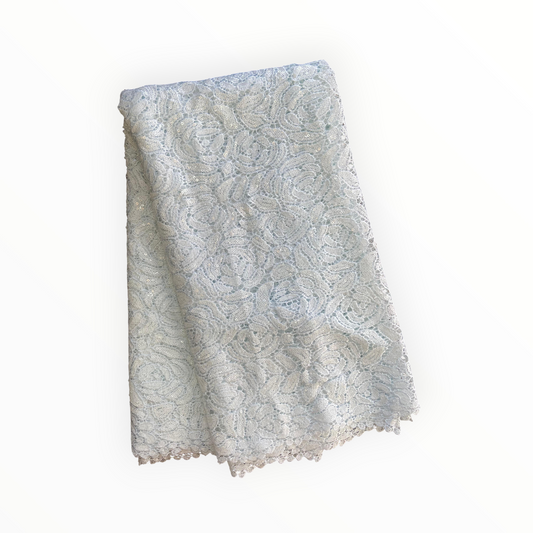 Premium Cord Lace with Sequins in White – 5 Yards Piece (New Collection)