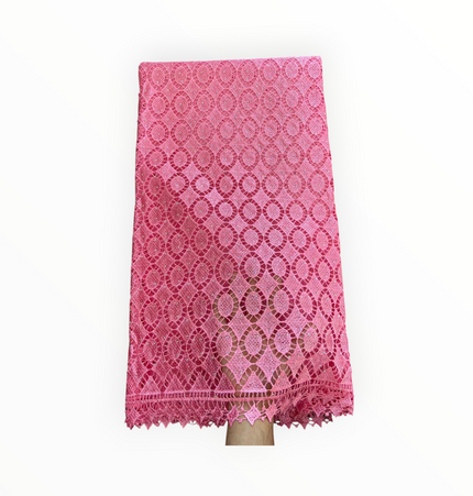Top Quality Cord Lace Fabric in Baby Pink - 5 Yards