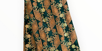 Luxury Velvet Lace Fabric in Green / Brown – 5 Yards Piece