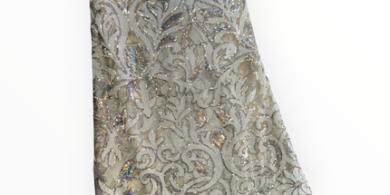 French Lace with Sequins in Light Gold – 5 Yards Piece