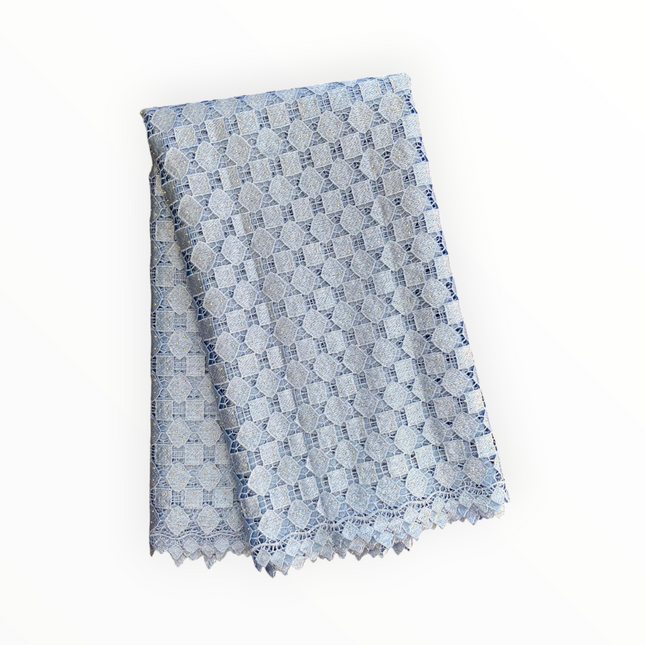 Top Quality Cord Lace Fabric in Sky Blue - 5 Yards