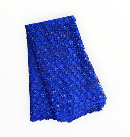 Top Quality Cord Lace Fabric in Royal Blue - 5 Yards