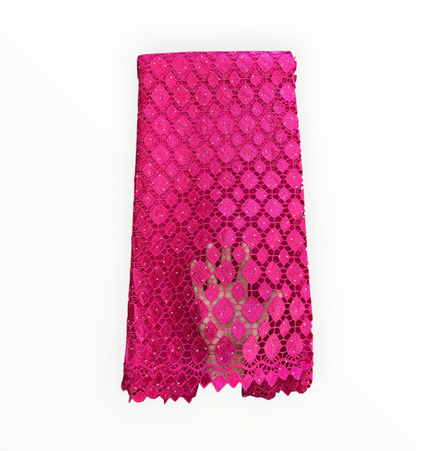 Top Quality Cord Lace Fabric in Fuscia Pink - 5 Yards