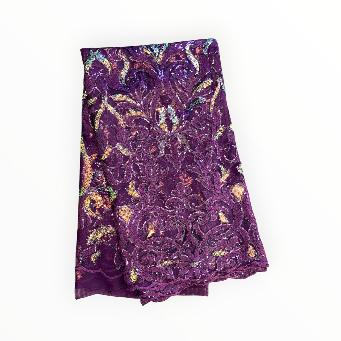 French Lace with Sequins in Purple – 5 Yards Piece