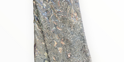 French Lace with Sequins in Gray – 5 Yards Piece