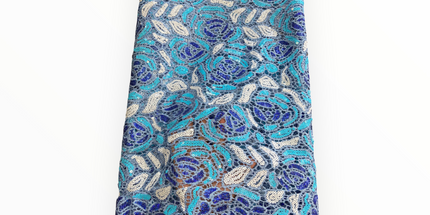 Premium Cord Lace with Sequins in Sky Blue / Royal Blue / White – 5 Yards Piece (New Collection)